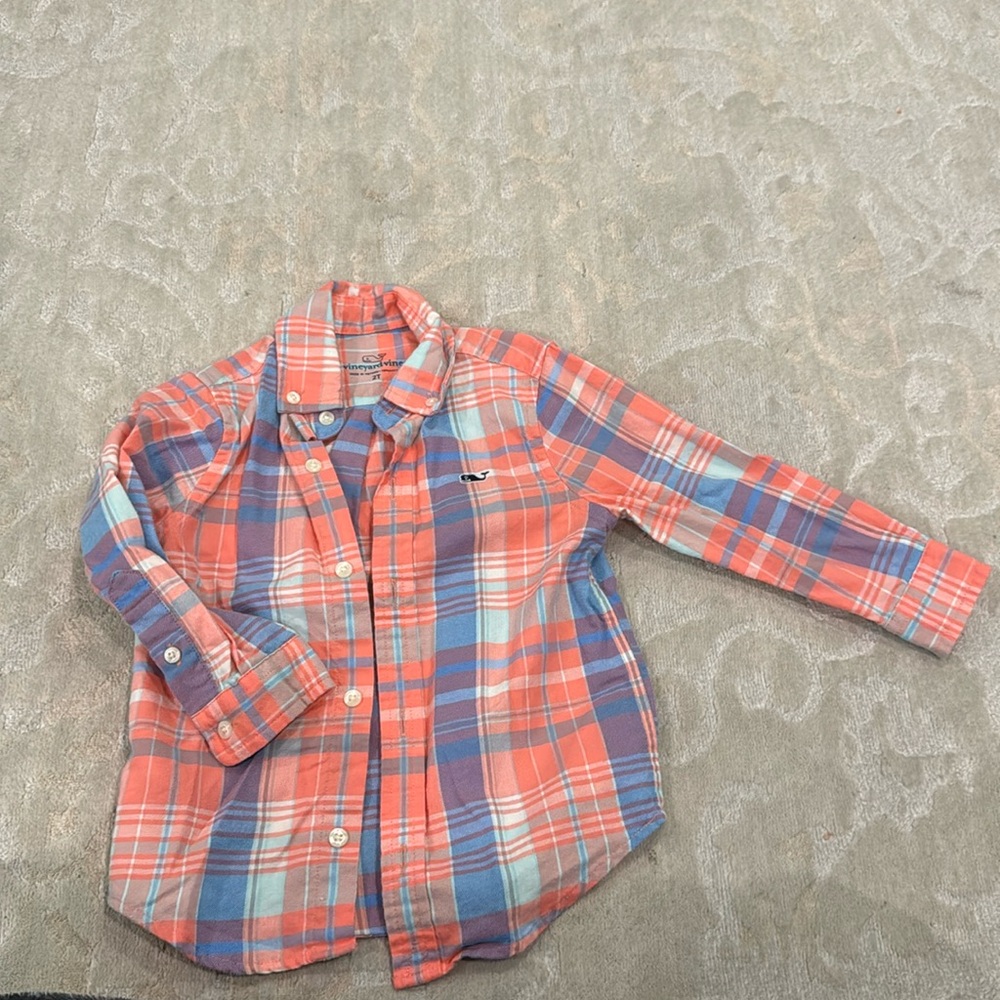 Vineyard Vines orange sherbet flannel shirt 2T